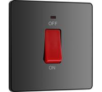 BG Evolve PCDBC74B 45A Double Pole Square Switch with LED Power Indicator - Black Chrome (Black)