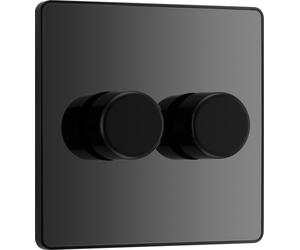 BG Evolve PCDBC82B 2-Way Trailing Edge LED 200W Double Dimmer Switch Push On/Off - Black Chrome (Black)