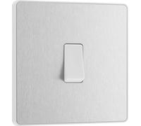 BG Evolve PCDBS12W 20A 16AX 2 Way Single Light Switch - Brushed Steel (White)