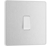 BG Evolve PCDBS13W 20A 16AX Single Intermediate Light Switch - Brushed Steel (White)