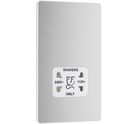 BG Evolve PCDBS20W 115/240V Dual Voltage Shaver Socket - Brushed Steel (White)