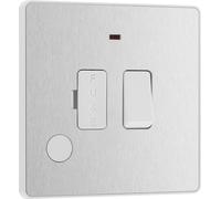 BG Evolve PCDBS52W 13A Switched Fused Connection Unit with Power LED Indicator & Flex Outlet - Brushed Steel (White)
