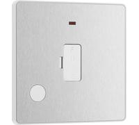 BG Evolve PCDBS54W 13A Unswitched Fused Connection Unit with Power LED Indicator & Flex Outlet - Brushed Steel (White)
