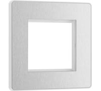 BG Evolve PCDBSEMS2W Twin Euro Module Aperture Single Front Plate (50 x 50) - Brushed Steel (White)