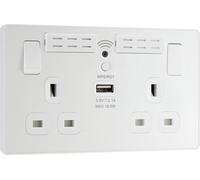 BG Evolve PCDCL22UWRW 13A Double Switched Power Socket + WiFi Extender + 1xUSB(2.1A) - Pearlescent White (White)