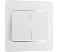 BG Evolve PCDCL42WW 20A 16AX 2 Way Double Light Switch, Wide Rocker - Pearlescent White (White)