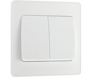 BG Evolve PCDCL42WW 20A 16AX 2 Way Double Light Switch, Wide Rocker - Pearlescent White (White)