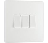 Evolve Pearlescent White (White) Triple Light Switch 20A 16Ax 2 Way PCDCL43W-01