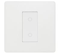 BG Electrical Single Master/Primary Touch Dimmer Wall Light Switch, 2-Way, Trailing Edge, Screwless Front Plate, Evolve, Pearlescent White, 200W, PCDCLTDM1W