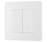 BG Evolve Matt Grey Screwless Double Master Touch Dimmer Switch PCDMGTDM2B
