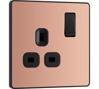 BG Evolve PCDCP21Bx5 13A Single Switched Power Socket - Polished Copper (Black) (5 Pack)