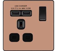 BG Evolve 13A Single Switched Power Socket & 2 x USB (2.1A) - Polished Copper
