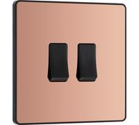 BG Evolve PCDCP42B 20A 16AX 2 Way Double Light Switch - Polished Copper (Black)