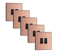 BG Evolve PCDCP42Bx5 20A 16AX 2 Way Double Light Switch - Polished Copper (Black) (5 Pack)