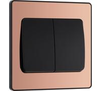 BG Evolve Polished Copper Double Light Switch 20A 16AX 2 Way Wide Rocker - PCDCP42WB