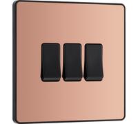 BG Evolve Polished Copper Triple Light Switch 20A 16AX 2 Way - PCDCP43B