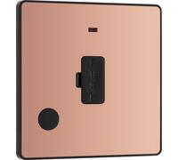 BG Electrical Unswitched Fused Connection Unit with LED Power Indicator and Flex Outlet, Fused Spur FCU, Double Pole, Screwless Front Plate, Round Edges, Evolve, Polished Copper, 13A, PCDPC54B