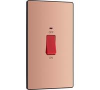 BG Evolve PCDCP72B 45A Double Pole Rectangular Switch with LED Power Indicator - Polished Copper (Black)