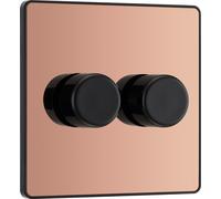 BG Evolve PCDCP82B 2-Way Trailing Edge LED 200W Double Dimmer Switch Push On/Off - Polished Copper (Black)