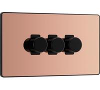 BG Evolve PCDCP83B 2-Way Trailing Edge LED 200W Triple Dimmer Switch Push On/Off - Polished Copper (Black)