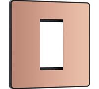 BG Evolve PCDCPEMS1B Single Euro Module Front Plate (25 x 50) - Polished Copper (Black)