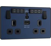 BG Evolve PCDDB22UWRB 13A Double Switched Power Socket + WiFi Extender + 1xUSB(2.1A) - Matt Blue (Black)