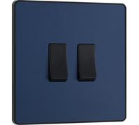 British General Double Light Switch Evolve PCDDB42B 20A 16AX 2-Way Matt Blue