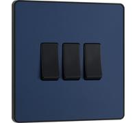 BG Evolve Matt Blue Triple Light Switch 20A 16AX 2 Way - PCDDB43B