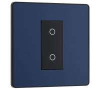 BG Electrical Single Master/Primary Touch Dimmer Wall Light Switch, 2-Way, Trailing Edge, Screwless Front Plate, Evolve, Matt Blue, 200W, PCDDBTDM1B