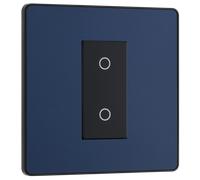 BG Electrical Single Master/Primary Touch Dimmer Wall Light Switch, 2-Way, Trailing Edge, Screwless Front Plate, Evolve, Matt Blue, 200W, PCDDBTDM1B
