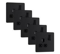 BG Evolve PCDMB21Bx5 13A Single Switched Power Socket - Matt Black (Black) (5 Pack)