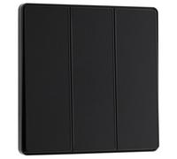 BG Evolve PCDMB43EB 20A 16AX 2 Way Triple Light Switch, Edge to Edge Rocker - Matt Black (Black)