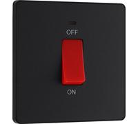 BG Evolve PCDMB74B 45A Double Pole Square Switch with LED Power Indicator - Matt Black (Black)
