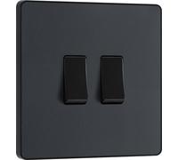 BG Evolve PCDMG42Bx5 20A 16AX 2 Way Double Light Switch - Matt Grey (Black) (5 Pack)