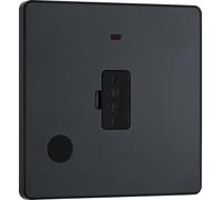 Evolve Matt Grey (Black) Unswitched 13A Fused Connection Unit With Power Led Indicator And Flex Outlet PCDMG54B-01