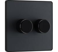 BG Evolve PCDMG82B 2-Way Trailing Edge LED 200W Double Dimmer Switch Push On/Off - Matt Grey (Black)