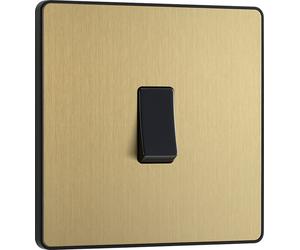 BG Evolve PCDSB13B 20A 16AX Single Intermediate Light Switch - Satin Brass (Black)