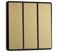 BG Evolve PCDSB43EB 20A 16AX 2 Way Triple Light Switch, Edge to Edge Rocker - Satin Brass (Black)
