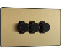 BG Evolve PCDSB83B 2-Way Trailing Edge LED 200W Triple Dimmer Switch Push On/Off - Satin Brass (Black)