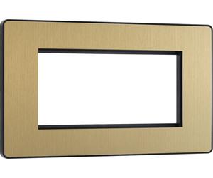 BG Evolve PCDSBEMR4B Quadruple Rectangular Front Plate (100 x 50) - Satin Brass (Black)