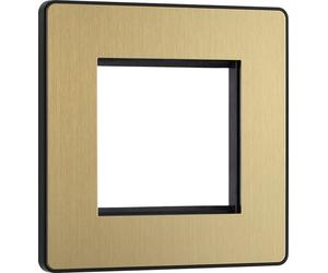 BG Evolve PCDSBEMS2B Twin Euro Module Aperture Single Front Plate (50 x 50) - Satin Brass (Black)