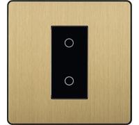 BG Electrical Single Master/Primary Touch Dimmer Wall Light Switch, 2-Way, Trailing Edge, Screwless Front Plate, Evolve, Satin Brass, 200W, PCDSBTDM1B