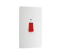 BG Evolve Pearl White 45A Large Plate 2-Pole Switch With LED Power Indicator - PCDCL72W