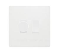 BG Evolve Pearlescent White 2 Gang 1x Trailing Edge LED Dimmer 1x Intermediate Custom Grid Switch