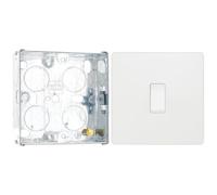 BG Evolve Pearlescent White 20A 2 Way Single Light Switch PCDCL12W with 25mm Steel Back Box