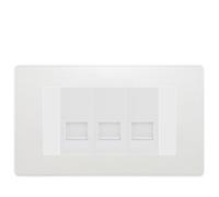 BG Evolve Pearlescent White 3 Gang RJ11 Telephone Socket Euro Module - White Insert
