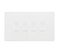 BG Evolve Pearlescent White 4 Gang Custom Grid Light Switch Double Format