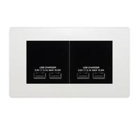 BG Evolve Pearlescent White 4-Gang Euro Plate with 2X USB-A Dual Chargers - Black Insert