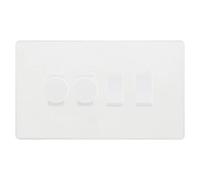 BG Evolve Pearlescent White 4 Gang Light Switch Grid - 2x Trailing-Edge LED Dimmer, 1x Intermediate, 1x 2-Way Switch