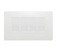 BG Evolve Pearlescent White 4 Gang Master Telephone Socket - White Insert